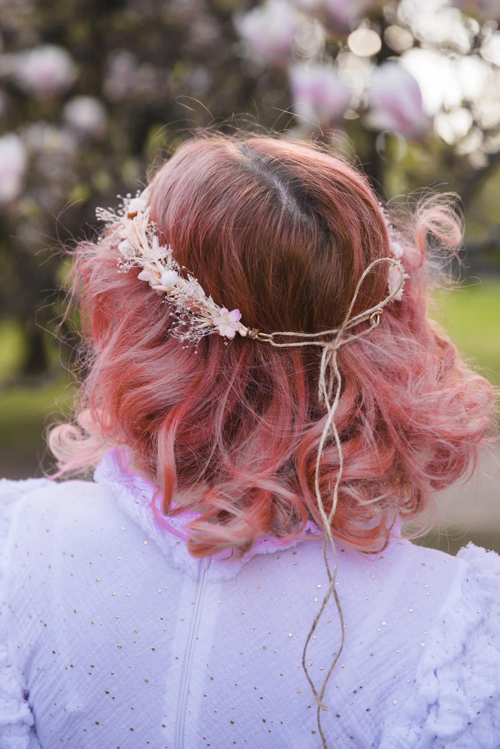 Peach flower elf tiara Bridal elven hair flowers Elegant apricot tiara Flower crown Fairytale wedding tiara Elf wedding Handmade Magaela