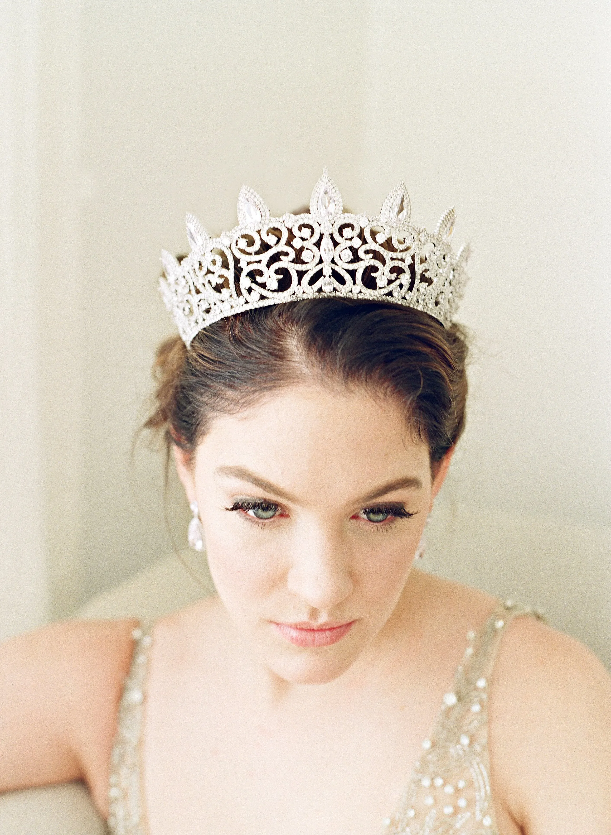 REINE Simulated Diamond Bridal Tiara and Earrings