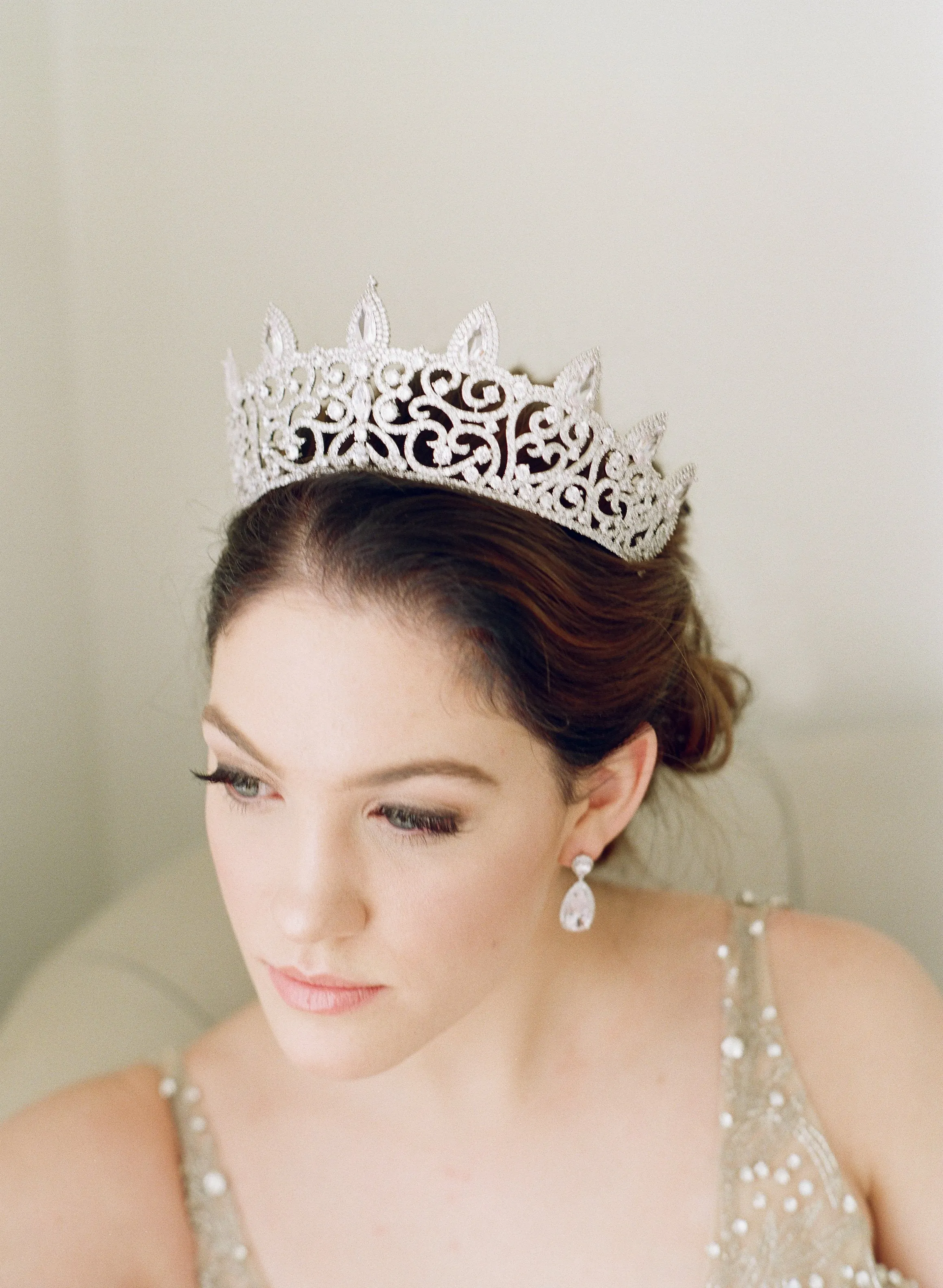 REINE Simulated Diamond Bridal Tiara and Earrings