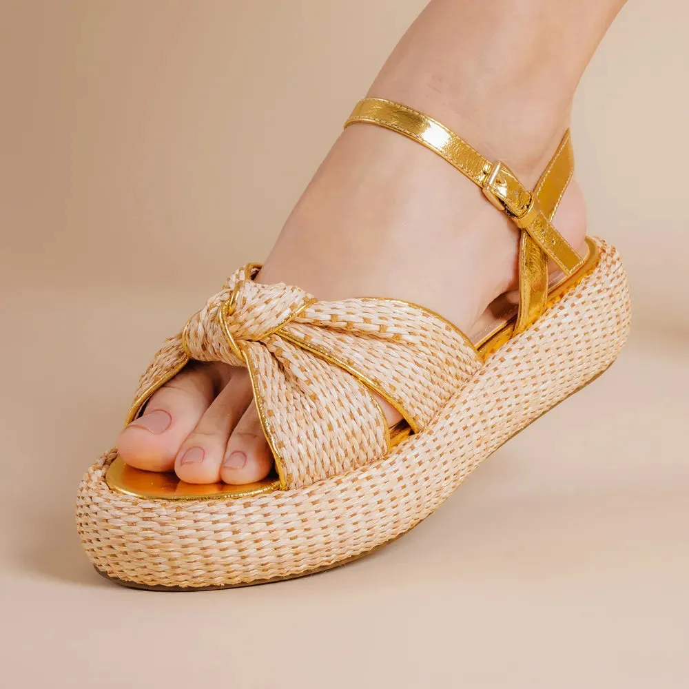 Sandalia Cecconello Flatform Rafia