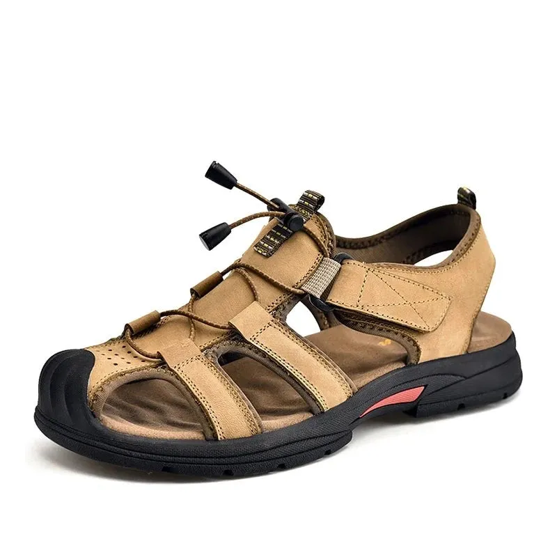 Summer Outdoor Genuine Leather Casual Sports Sandals Men Roman Trekking Beach Sandalias Male Breathable Water Sneakers