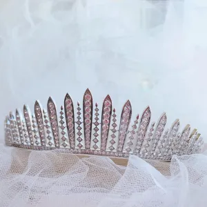 T126. bridal tiara royal crystal tiara , FRINGE TIARA