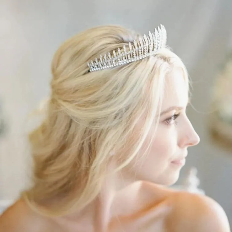 T126. bridal tiara royal crystal tiara , FRINGE TIARA