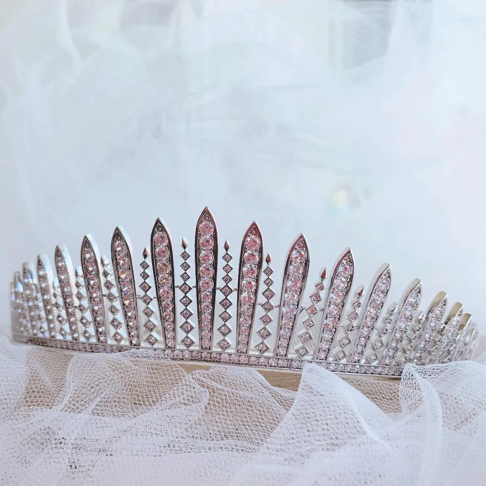 T126. bridal tiara royal crystal tiara , FRINGE TIARA