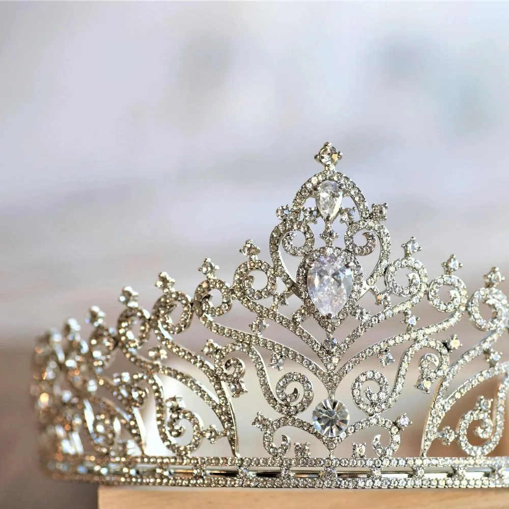 T148. luxury royal rhinestone tiara for classic wedding