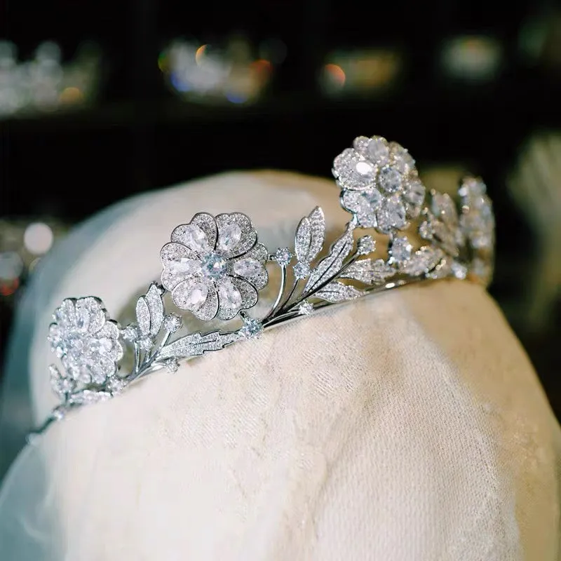 Elegant Strathmore Rose Bridal Tiara - Vintage-Style 1920s Edwardian Wedding Crown Replica