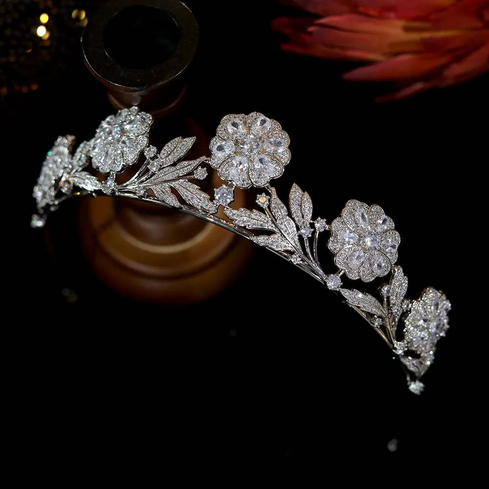 Elegant Strathmore Rose Bridal Tiara - Vintage-Style 1920s Edwardian Wedding Crown Replica