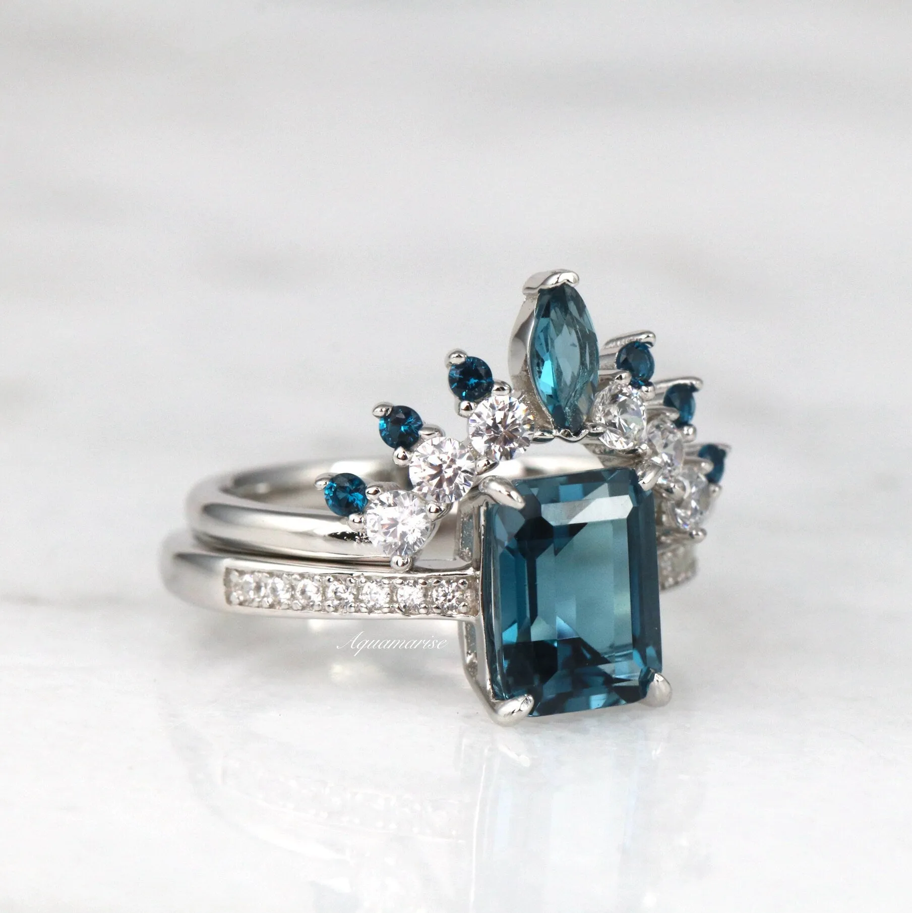 Tiara London Blue Topaz Band- Sterling Silver