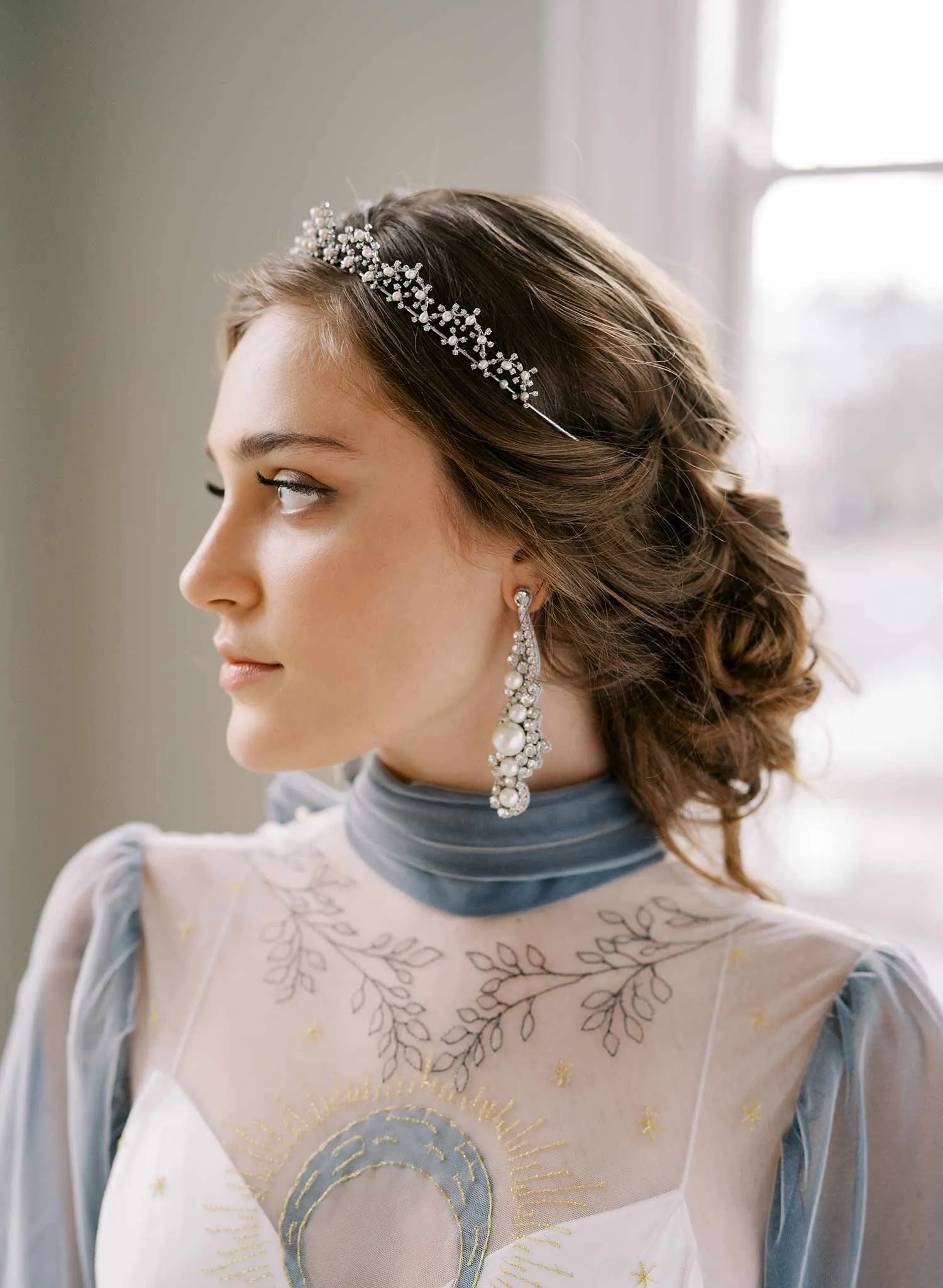 Tiny crystal and pearl burst tiara - Style #2414