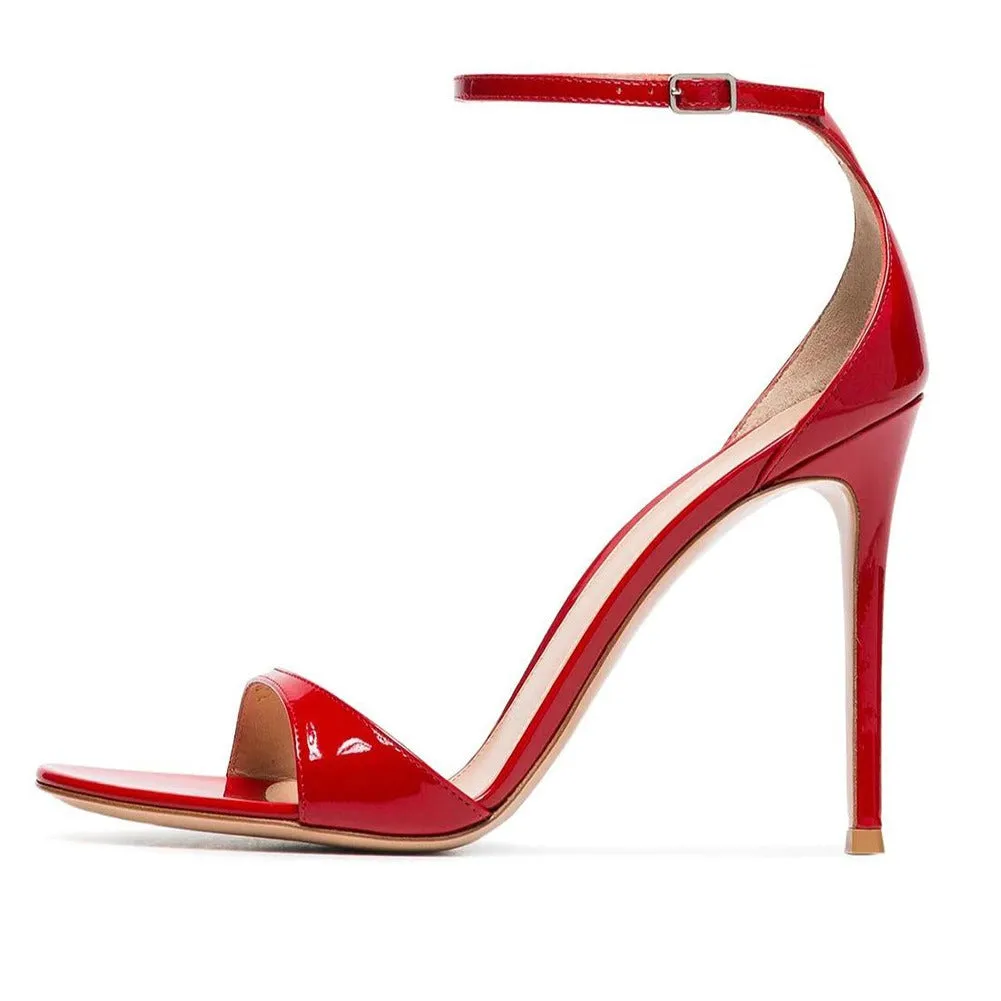 Women's Sexy Red Lacquer Leather High Heel Sandals – Bold & Stylish Party Shoes