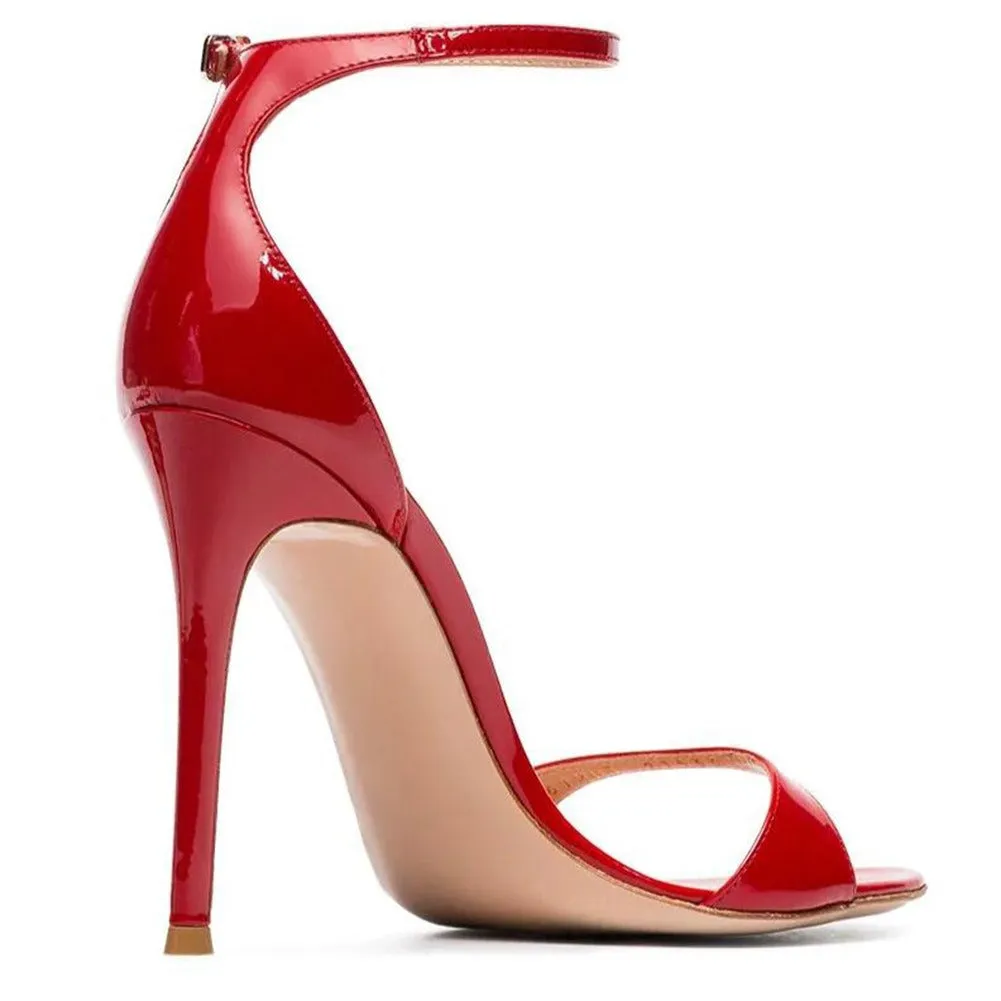 Women's Sexy Red Lacquer Leather High Heel Sandals – Bold & Stylish Party Shoes